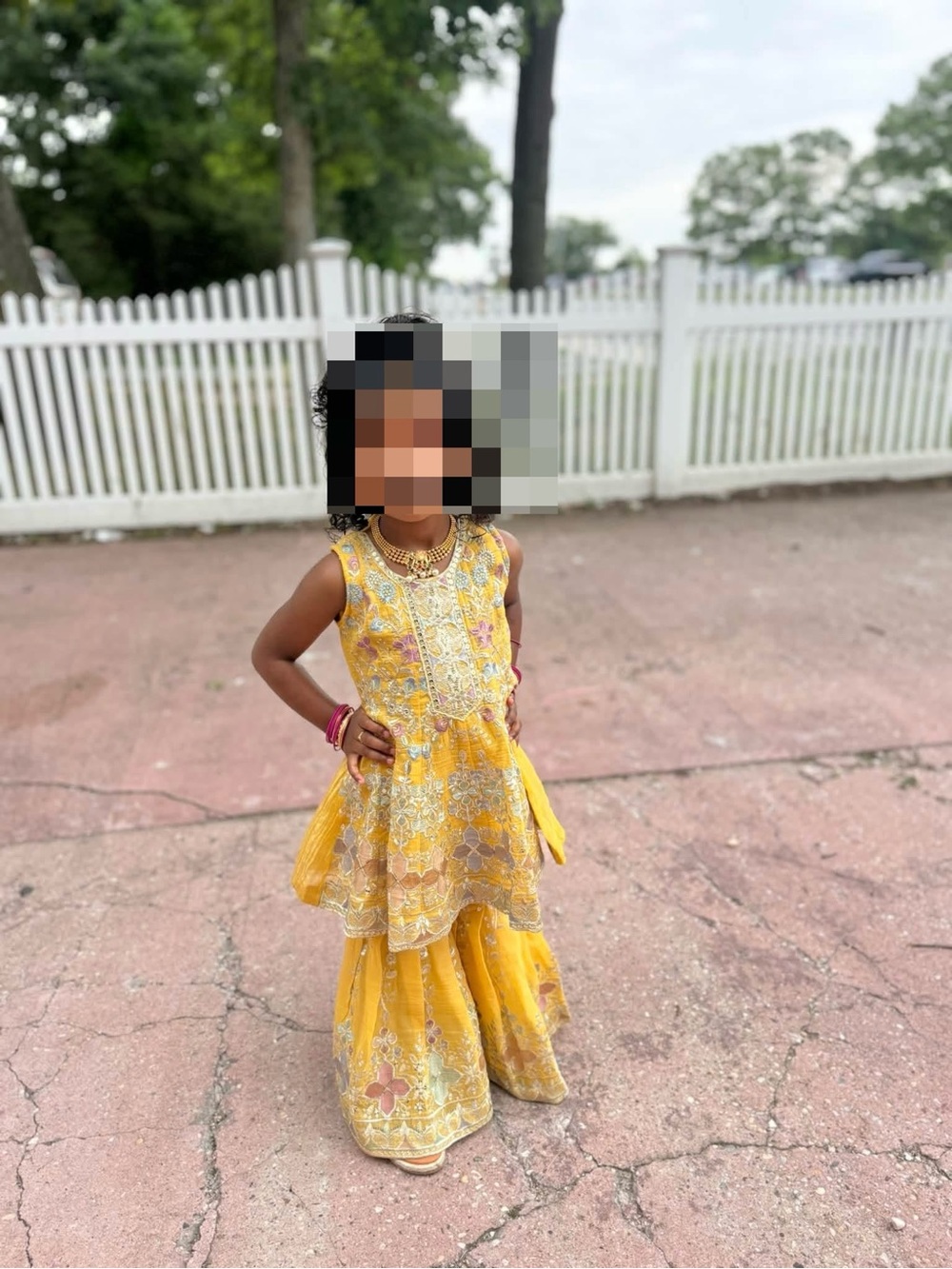 Yellow Embroidered Girls' Dress - Elegant Festive Outfit
